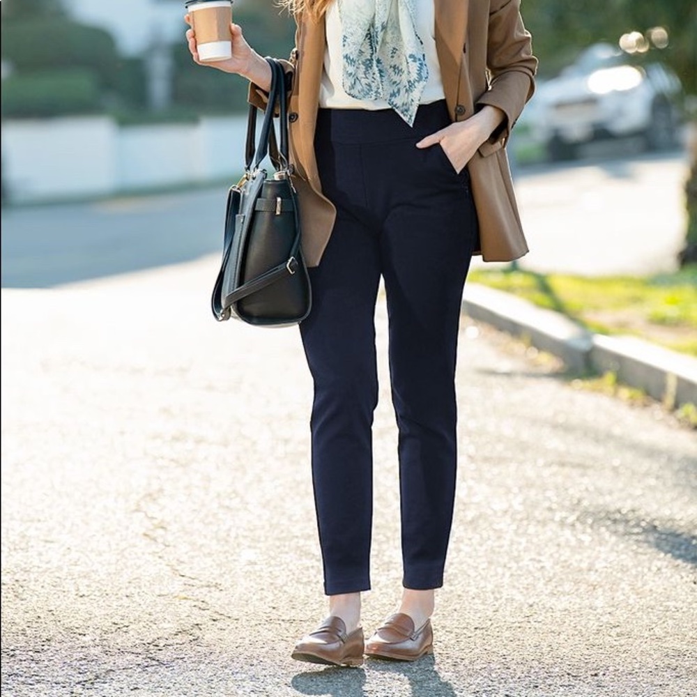Navy business pants with zipper